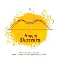 traditional happy dussehra watercolor yellow card with bow and arrow vector