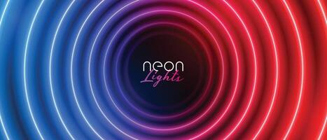 retro neon circular blue and red light banner vector