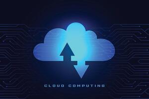 cloud computing concept with download and upload data streaming vector