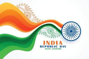 nice indian republic day creative wavy flag background vector