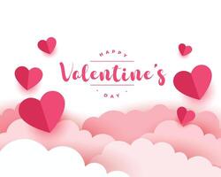 paper style realistic valentines day card design vector