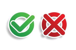 circular check mark and cross bullet point button vector