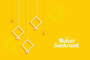 yellow makar sankranti festival greeting design vector