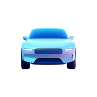 ai generiert futuristisch Blau Auto, Vorderseite Sicht, mit glänzend Fertig auf ein transparent png Hintergrund, Ideal zum Digital Design und Kompositionen.