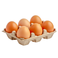 AI generated High-quality PNG of brown eggs in a carton, transparent background, ideal for food and nutrition themes.