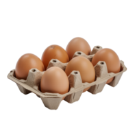 AI generated Brown eggs in a carton, PNG, transparent background, ideal for food bloggers and recipe illustrations. png