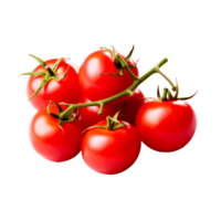 ai généré vibrant grappe de mûr tomates sur une bifurquer, png avec transparent arrière-plan, parfait pour conception utiliser.