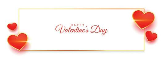 valentines day wishes banner with hearts frame vector