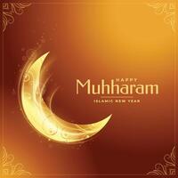 traditional muharram festival golden moon card design vector