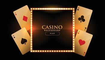 casino background with cards and golden frame vector
