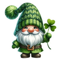 ai genererad st. Patricks dag gnome vattenfärg ClipArt, gnome irländska, png