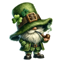 ai généré st. patrick's journée gnome aquarelle clipart, gnome irlandais, png
