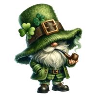 AI generated St. Patrick's Day Gnome Watercolor Clipart, Gnome irish, png