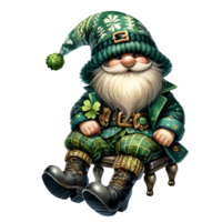 AI generated St. Patrick's Day Gnome Watercolor Clipart, Gnome irish, png