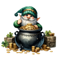 ai genererad st. Patricks dag gnome vattenfärg ClipArt, gnome irländska, png