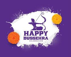 happy dussehra event card with lord rama silhouette vector