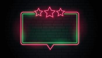 neon frame with red stars vector