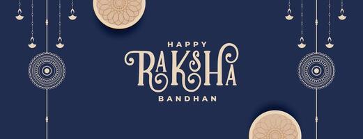 flat raksha bandhan banner with decorative rakhi and elements vector