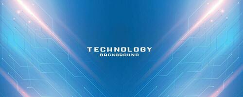 blue technology banner with circuit lines diagram vector