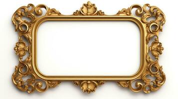 AI generated Golden decorative vintage frame. Generative AI photo