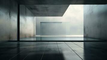 AI generated Futuristic minimalistic interior with concrete and glass. Generative AI photo