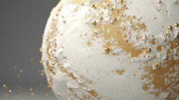 AI generated White and golden grunge 3d decorative sphere abstract background. Generative AI photo