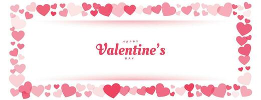 happy valentines day red heart frame banner design vector