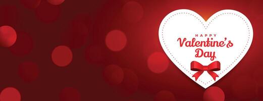 happy valentines day red bokeh banner design vector