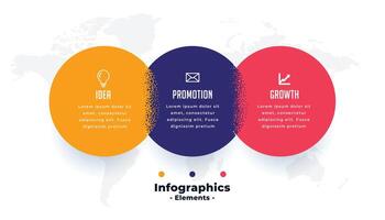 Tres conectado pasos moderno infografía modelo vector