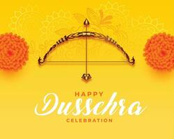 realistic dussehra card with flowers and bow arrow vector