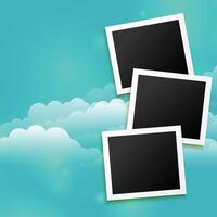 photo frames background with clouds vector