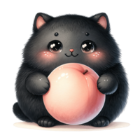 ai généré une mignonne joufflu chat avec fruit png