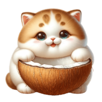 ai généré une mignonne joufflu chat avec fruit png