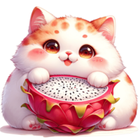 ai gerado uma fofa gordo gato com fruta png