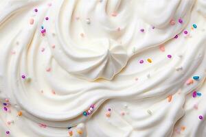 AI generated Whipped cream and sprinkles, close up. photo