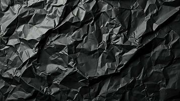 AI generated Black crumpled paper background or texture. Crumpled paper. photo