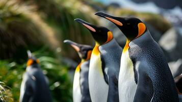 AI generated King penguins in the wild. photo