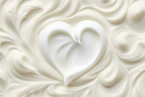 AI generated Whipped cream heart on white background. photo