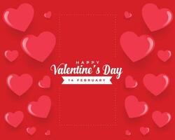 red hearts happy valentines day beautiful card design vector