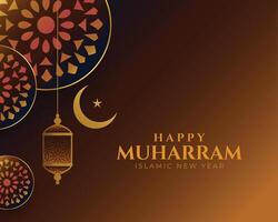 traditional happy muharram decorative card design vector