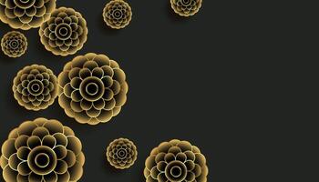 decorative golden flowers on black background vector