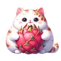 ai generado un linda gordito gato con Fruta png