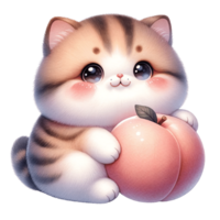 AI generated A cute chubby cat with fruit png