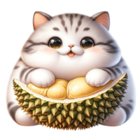 ai gegenereerd een schattig mollig kat met fruit png