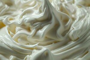 AI generated Close up of white whipped cream texture for background and design. photo