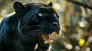AI generated Growling black panther. photo