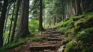 AI generated Beautiful green landscape of the forest. photo