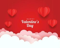 valentines day greeting card in paper cut style vector