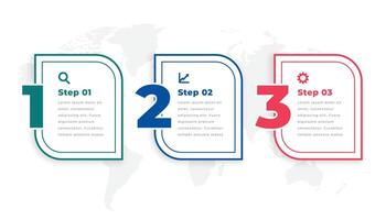 Tres pasos moderno cronograma infografía modelo vector