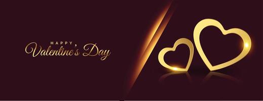 happy valentines day golden hearts banner design vector